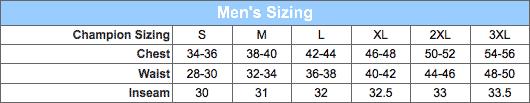nike size chart sweatpants