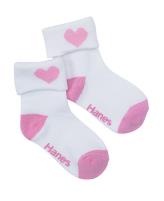 Hanes Toddler Girls Non-Skid Turncuff Socks