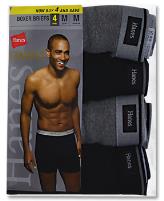 Hanes Mens Classics Boxer Brief P4 Black/Grey