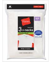 Hanes Boy's Red Label White V-Neck T-shirts 3-Pack