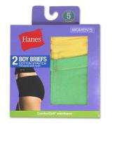 Hanes Women's Cotton Stretch Boy Briefs 2 Pack