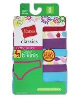 Hanes Classics Girls Cotton Cotton Stretch Bikini 4 Pack