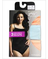 Just My Size Satin Stretch Hi-Cut Brief 3 Pack