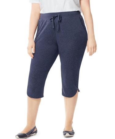 just my size women's plus size french terry pocket capri