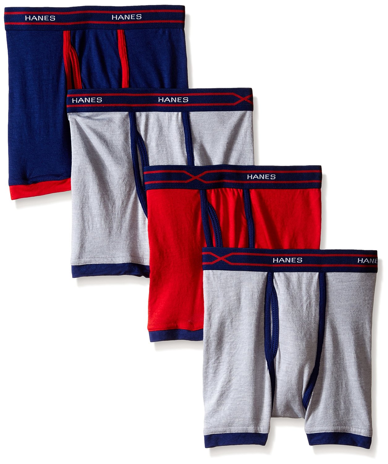 Hanes Boys` XTemp 4Pack Ringer Boxer Briefs with Comfort Flex Waistband