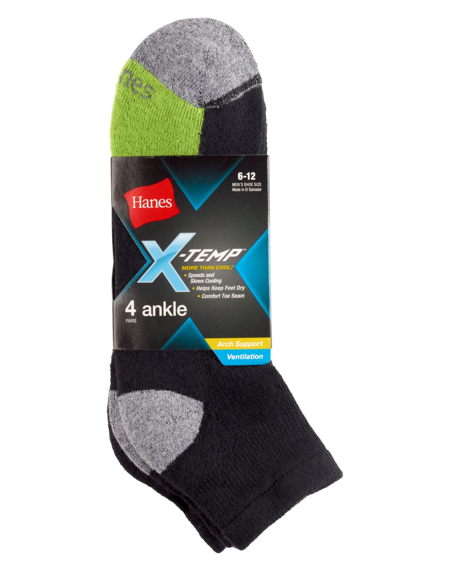 Hanes Men`s XTemp® Ventilation Ankle Socks