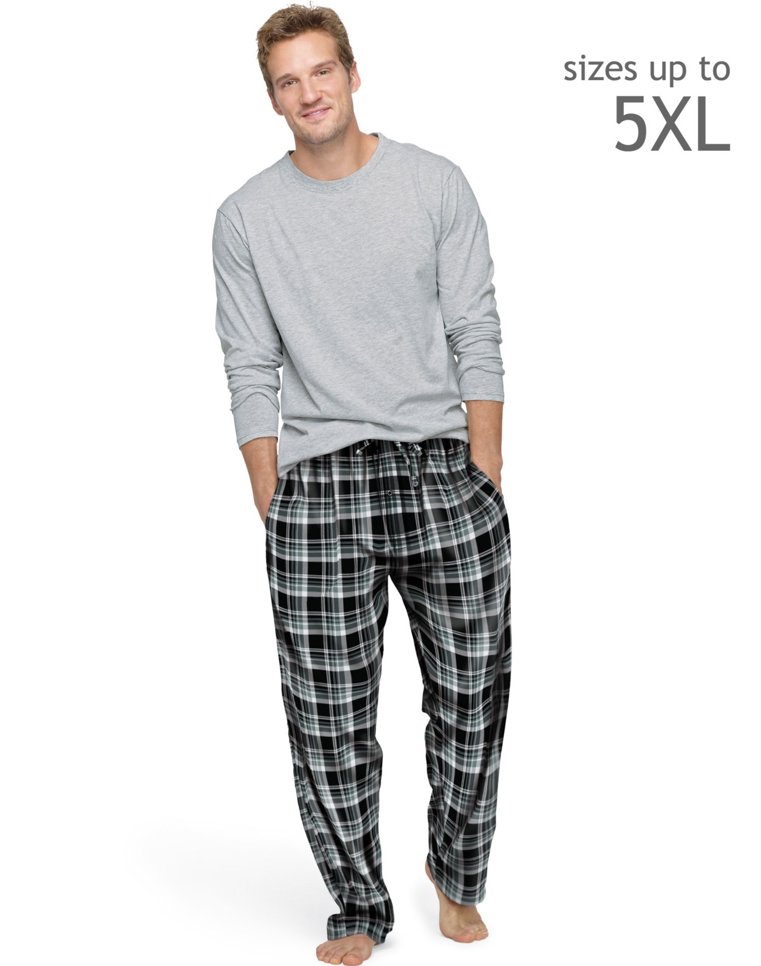 Hanes Men`s Jersey Flannel Sleep Set