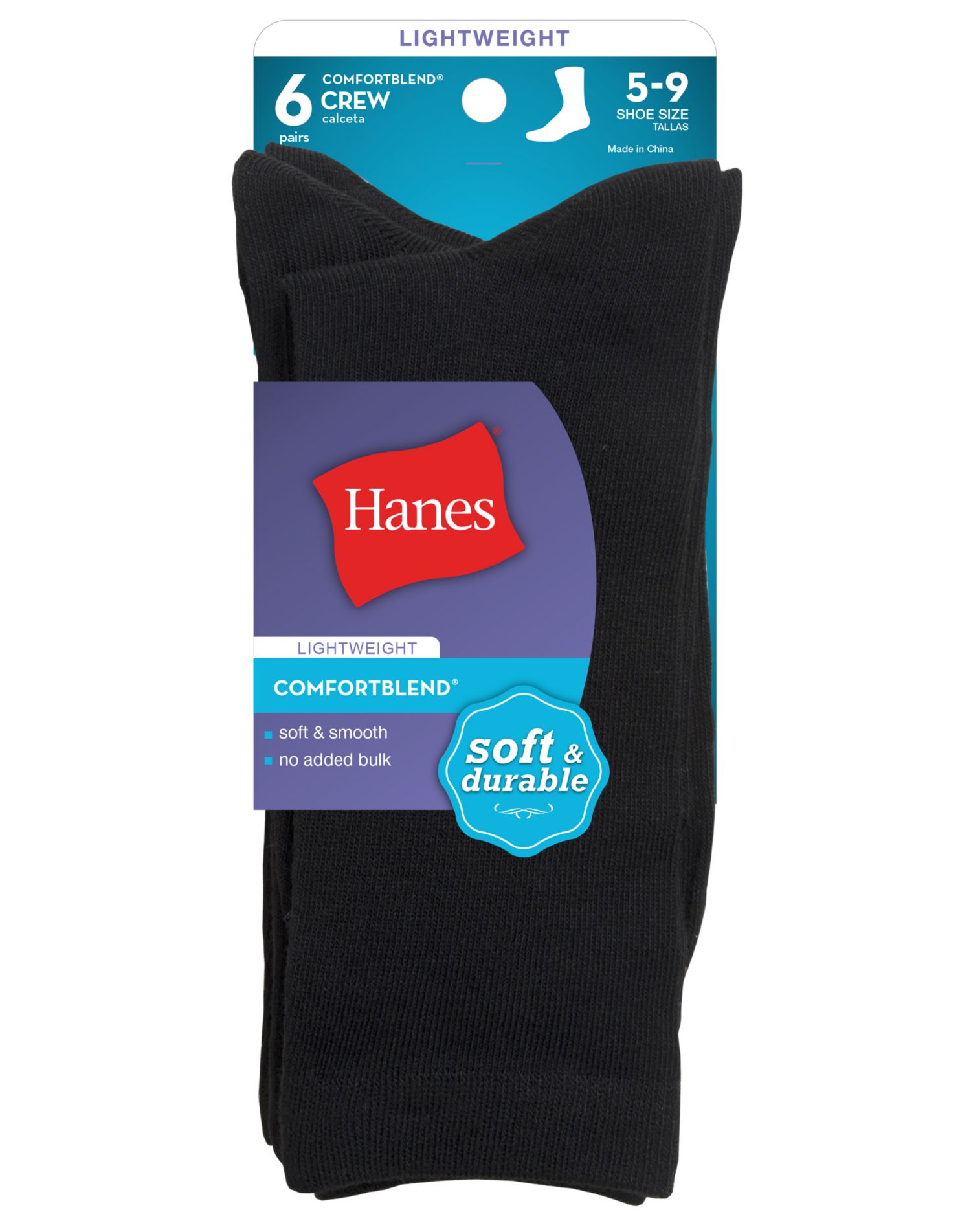 Hanes ComfortBlend Women`s Crew Socks 6Pack