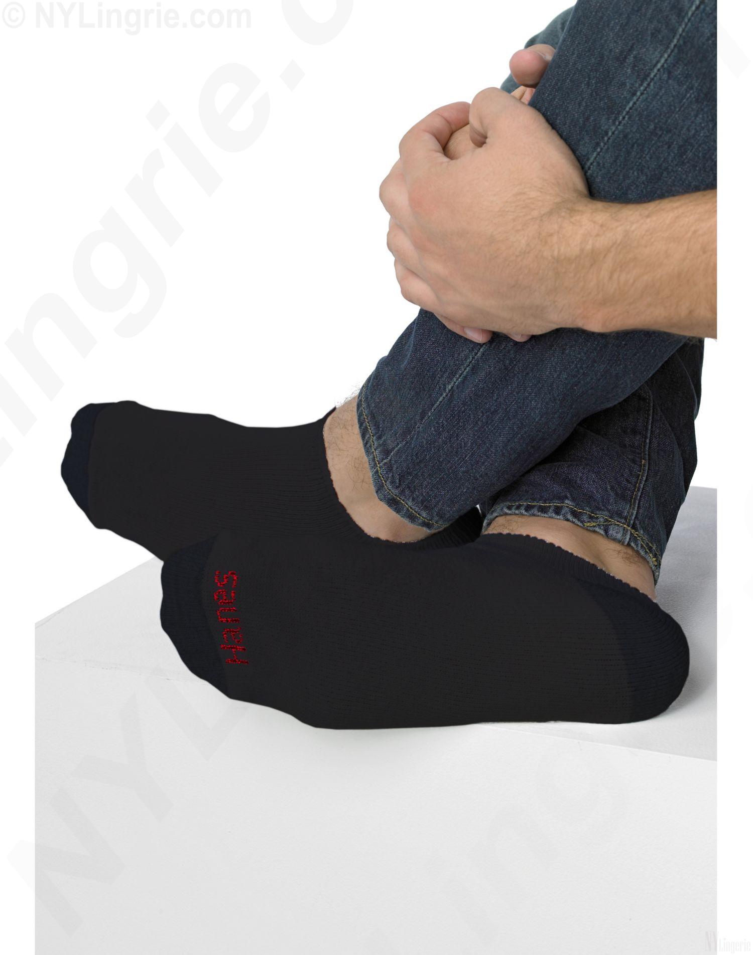 190/6B Hanes Men's Cushion No Show Socks Black 6 Pack