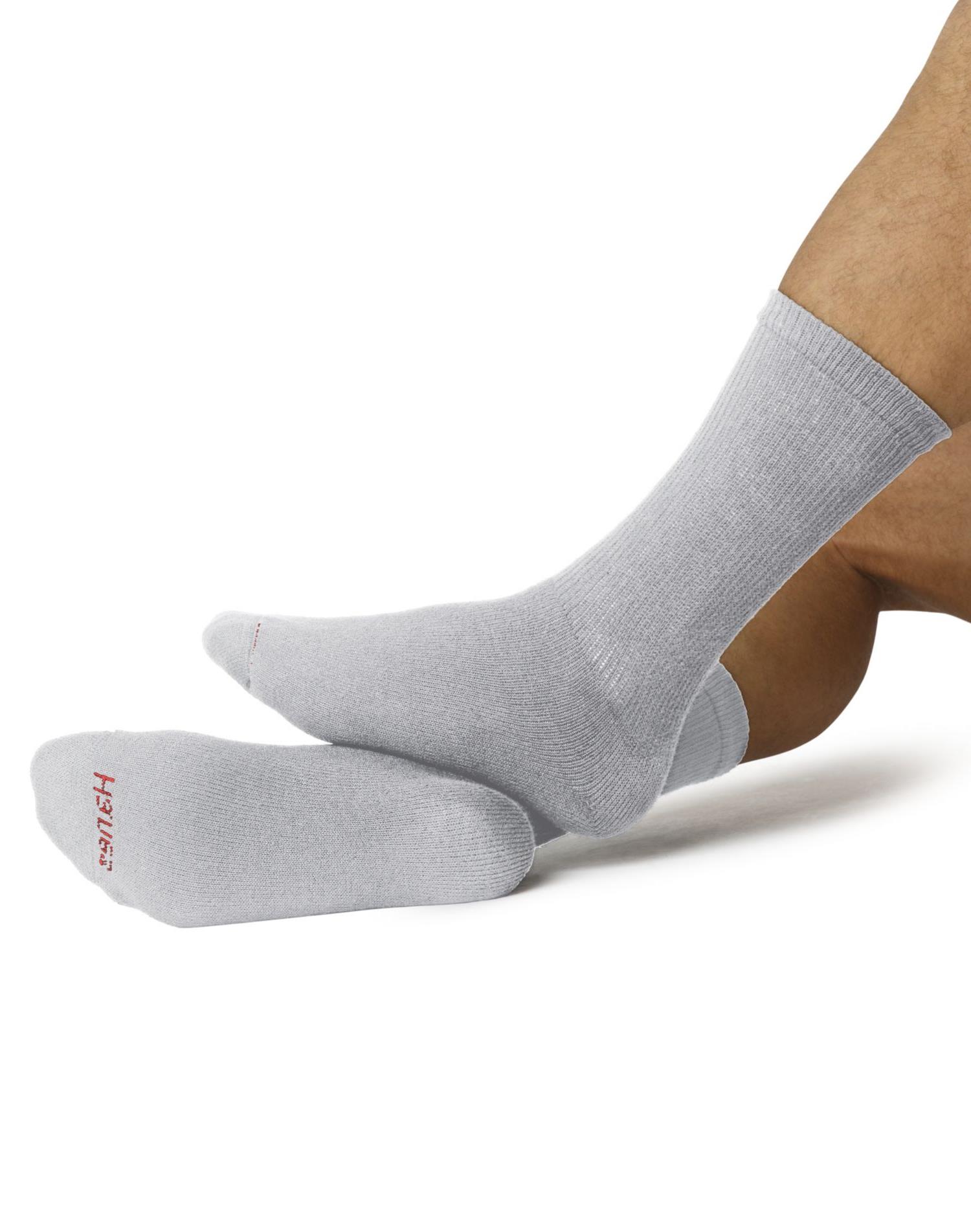 185/10BG Hanes Active Work Crew Socks 10 Pack Black/Grey