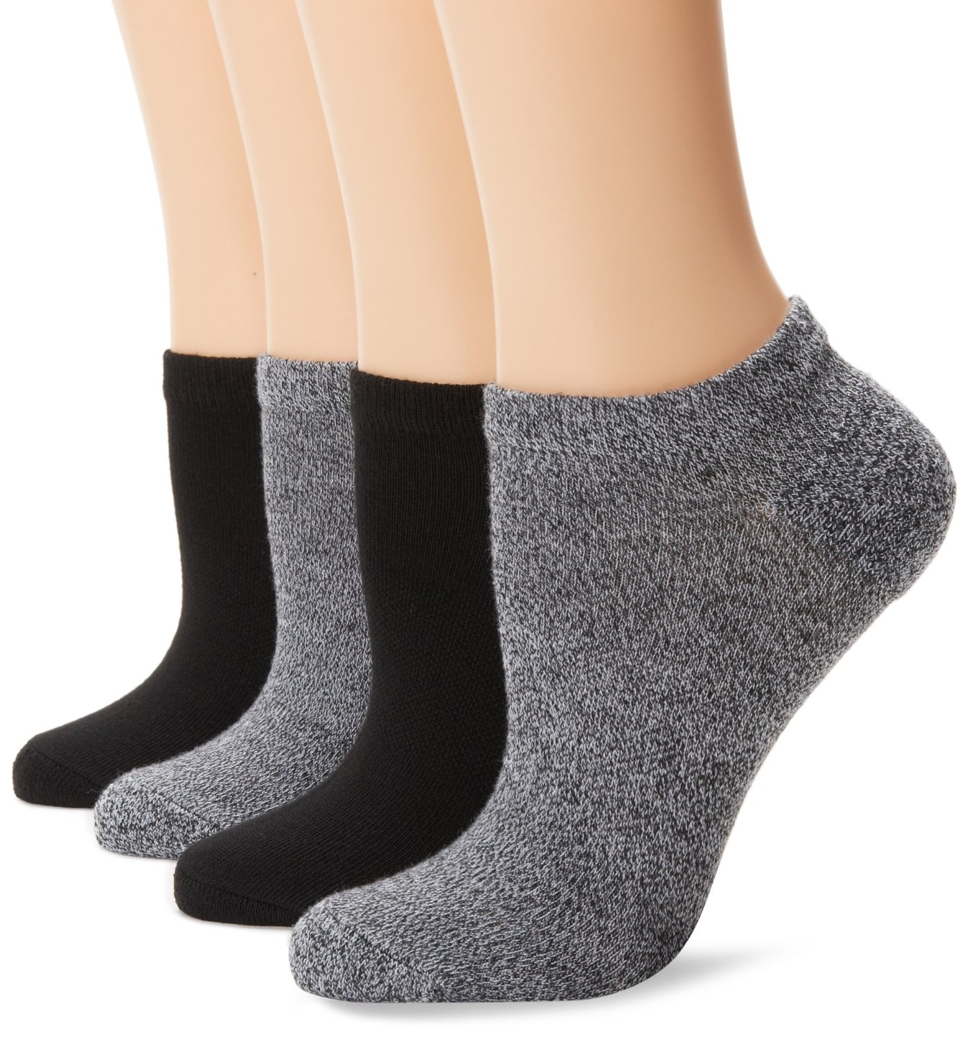 Hanes Fit Women`s Cushion NoShow Socks with Arch Support 4Pack