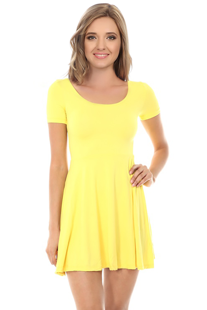 Short Sleeve Cap Sleeve Fit and Flare A Line Skater Dress